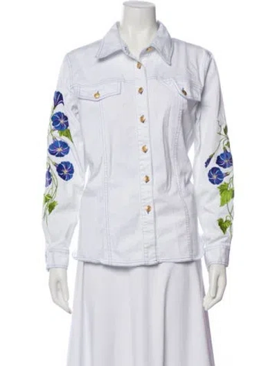 Pre-owned Bob Mackie Denim Jacket In White