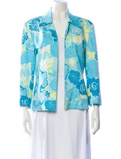 Pre-owned Bob Mackie Floral Print Blazer In Blue