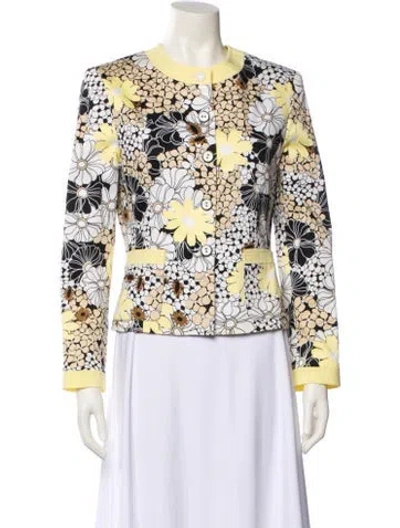 Pre-owned Bob Mackie Floral Print Evening Jacket In Neutral