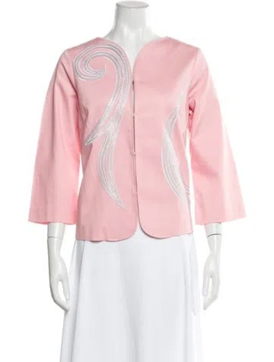 Pre-owned Bob Mackie Floral Print Evening Jacket In Pink