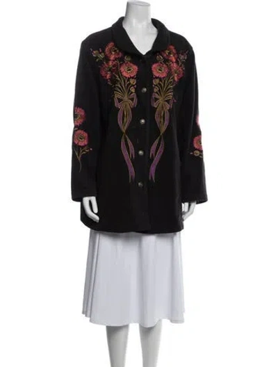 Pre-owned Bob Mackie Floral Print Jacket In Black