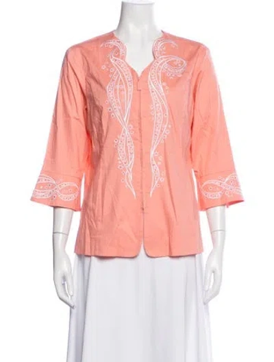 Pre-owned Bob Mackie Floral Print Jacket In Orange