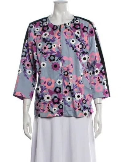 Pre-owned Bob Mackie Floral Print Jacket In Purple
