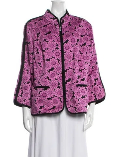Pre-owned Bob Mackie Floral Print Jacket W/ Tags In Purple