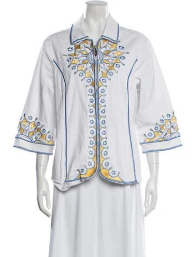 Pre-owned Bob Mackie Floral Print Jacket In White
