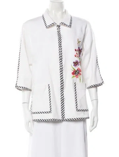 Pre-owned Bob Mackie Floral Print Jacket In White