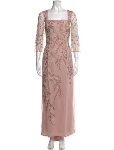 Pre-owned Bob Mackie Floral Print Long Dress In Pink