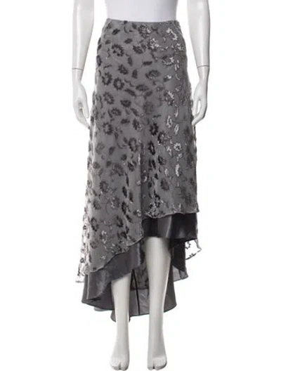 Pre-owned Bob Mackie Floral Print Long Skirt In White
