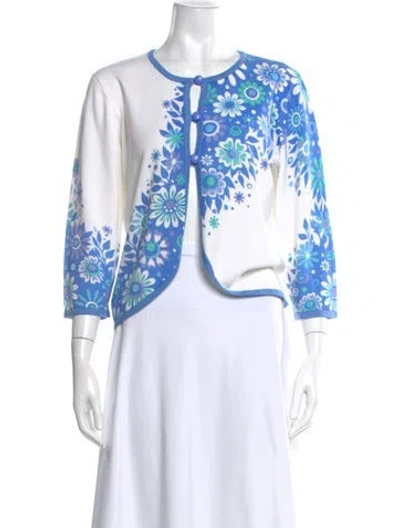 Pre-owned Bob Mackie Floral Print Scoop Neck Sweater In Multi