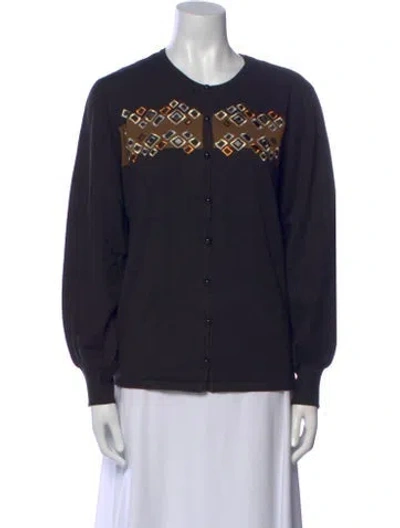 Pre-owned Bob Mackie Graphic Print Crew Neck Sweater In Blue