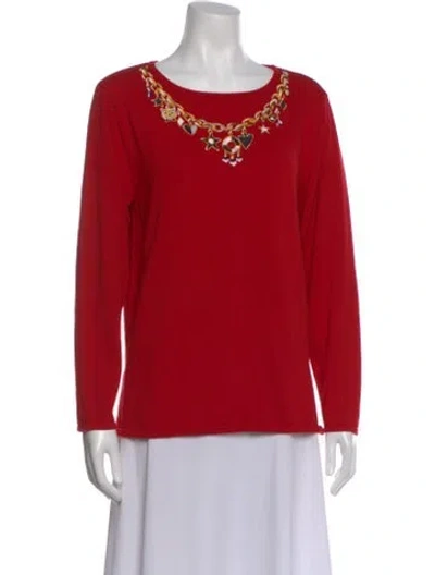 Pre-owned Bob Mackie Graphic Print Crew Neck Sweater In Red