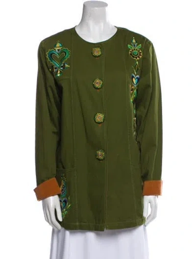 Pre-owned Bob Mackie Graphic Print Evening Jacket In Green