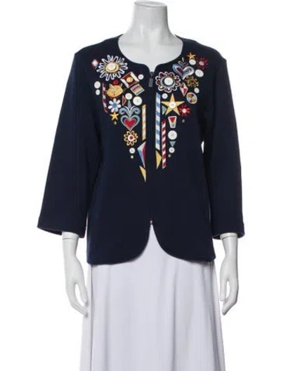 Pre-owned Bob Mackie Graphic Print Jacket In Blue