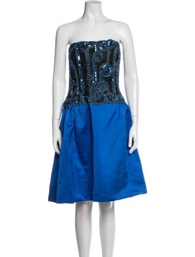 Pre-owned Bob Mackie Graphic Print Knee-length Dress In Blue