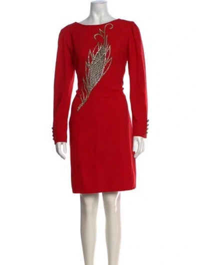 Pre-owned Bob Mackie Graphic Print Knee-length Dress In Red