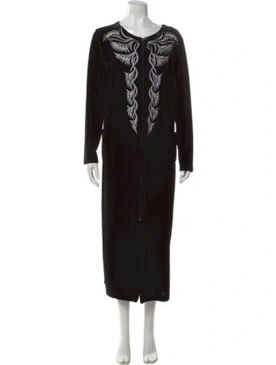Pre-owned Bob Mackie Graphic Print Long Dress In Black