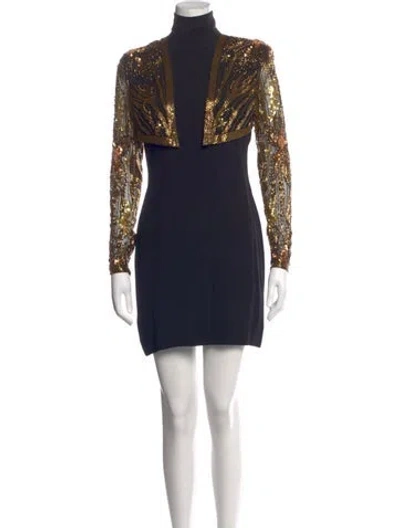 Pre-owned Bob Mackie Graphic Print Mini Dress In Blue