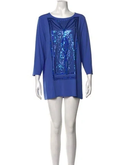 Pre-owned Bob Mackie Graphic Print Mini Dress W/ Tags In Blue