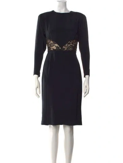 Pre-owned Bob Mackie Lace Pattern Knee-length Dress In Black