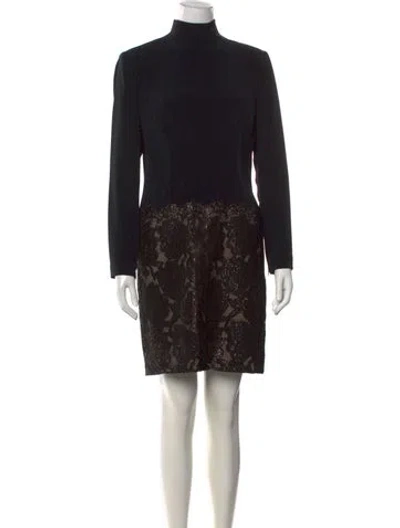 Pre-owned Bob Mackie Lace Pattern Knee-length Dress In Black