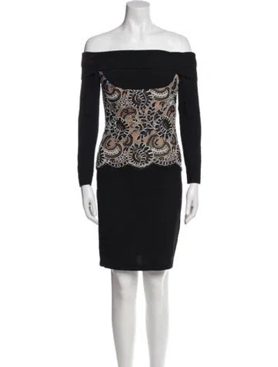 Pre-owned Bob Mackie Lace Pattern Mini Dress In Black