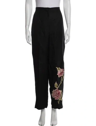 Pre-owned Bob Mackie Linen Wide Leg Pants In Black
