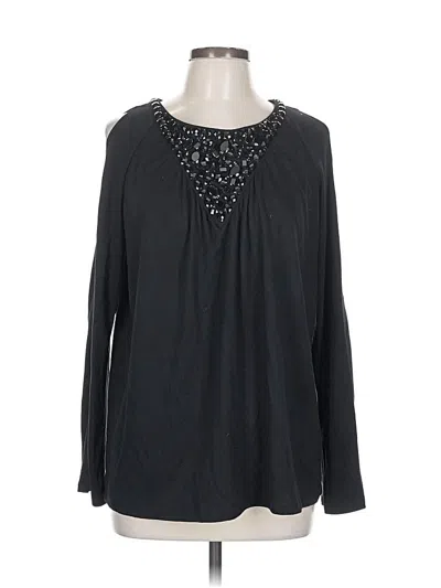 Pre-owned Bob Mackie Long Sleeve Blouse In Black