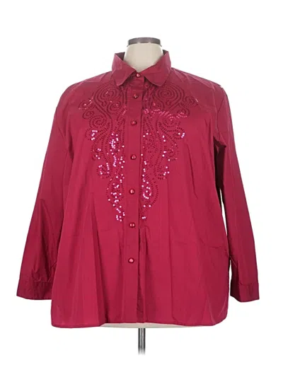 Pre-owned Bob Mackie Long Sleeve Blouse In Burgundy