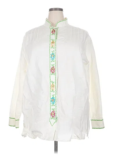 Pre-owned Bob Mackie Long Sleeve Blouse In White
