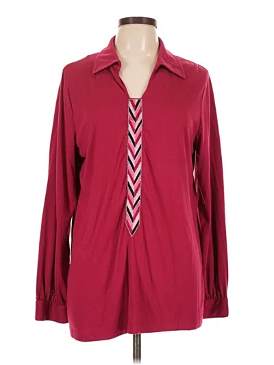 Pre-owned Bob Mackie Long Sleeve Polo Shirt In Burgundy