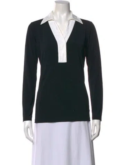 Pre-owned Bob Mackie Long Sleeve Top In Black