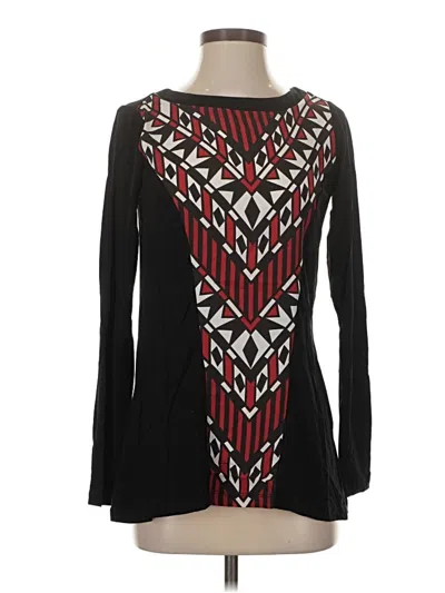 Pre-owned Bob Mackie Long Sleeve Top Black Square Neckline Tops