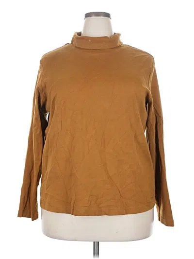 Pre-owned Bob Mackie Long Sleeve Top Brown Turtleneck Tops