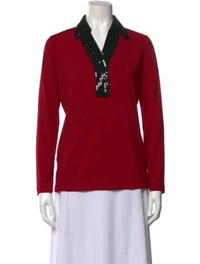 Pre-owned Bob Mackie Long Sleeve Top In Red
