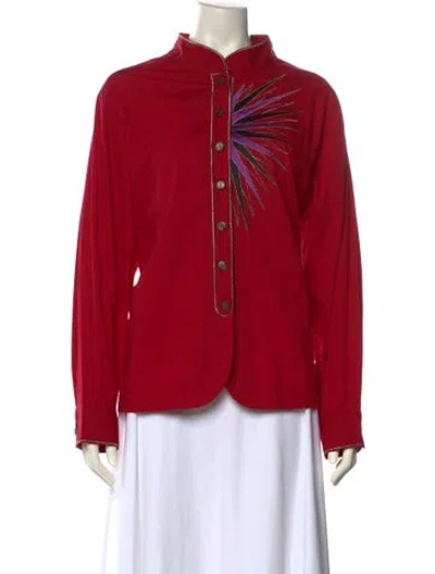 Pre-owned Bob Mackie Mock Neck Long Sleeve Sweatshirt In Red
