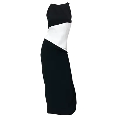 Pre-owned Bob Mackie Nwt Vintage  Size 8 Black And White Color Block Sleeveless Gown Dress