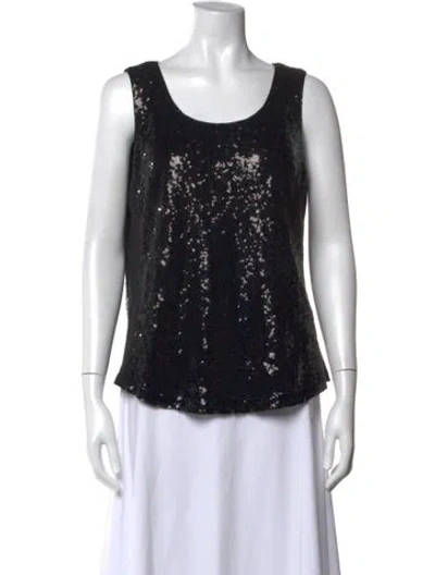 Pre-owned Bob Mackie Nylon Scoop Neck Top In Black