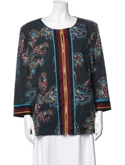 Pre-owned Bob Mackie Paisley Print Jacket In Blue