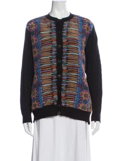 Pre-owned Bob Mackie Patterned Crew Neck Sweater In Blue
