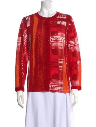 Pre-owned Bob Mackie Patterned Crew Neck Sweater In Red