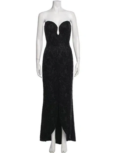 Pre-owned Bob Mackie Patterned Long Dress In Black