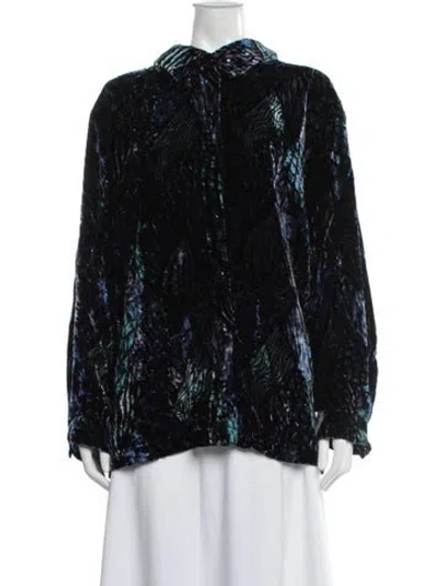 Pre-owned Bob Mackie Patterned Long Sleeve Top In Black