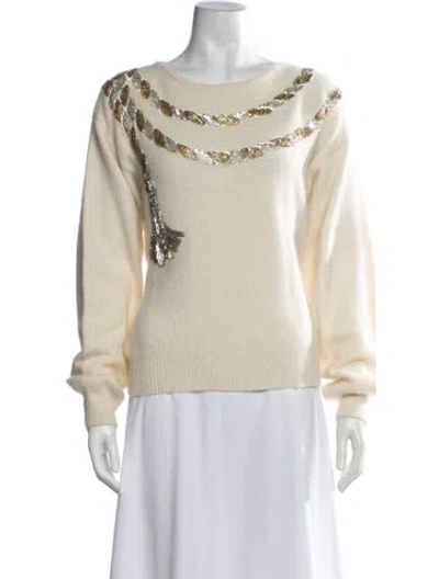 Pre-owned Bob Mackie Patterned Scoop Neck Sweater In Neutrals