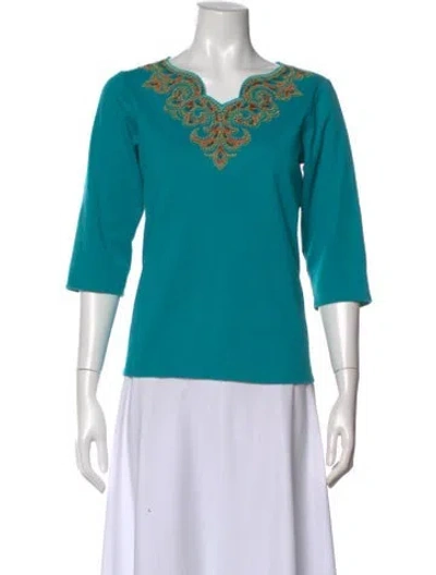 Pre-owned Bob Mackie Patterned V-neck Top In Multi