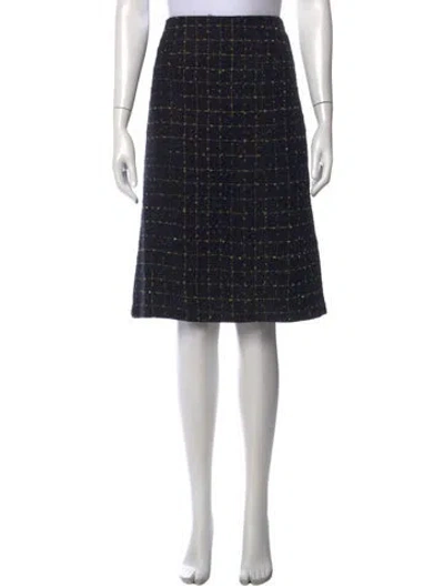 Pre-owned Bob Mackie Plaid Print Knee-length Skirt In Black