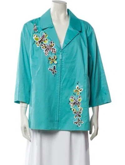 Pre-owned Bob Mackie Printed Blazer In Blue