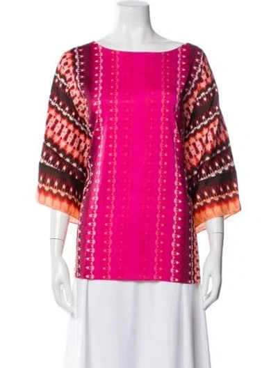 Pre-owned Bob Mackie Printed Crew Neck Top W/ Tags In Pink