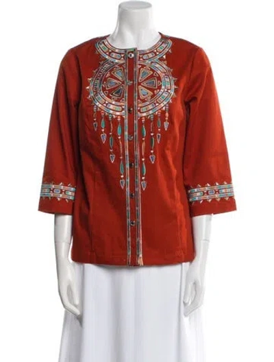 Pre-owned Bob Mackie Printed Evening Jacket In Orange