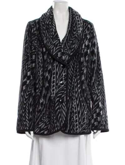 Pre-owned Bob Mackie Printed Faux Fur Jacket In Black
