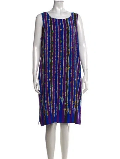 Pre-owned Bob Mackie Printed Knee-length Dress In Blue